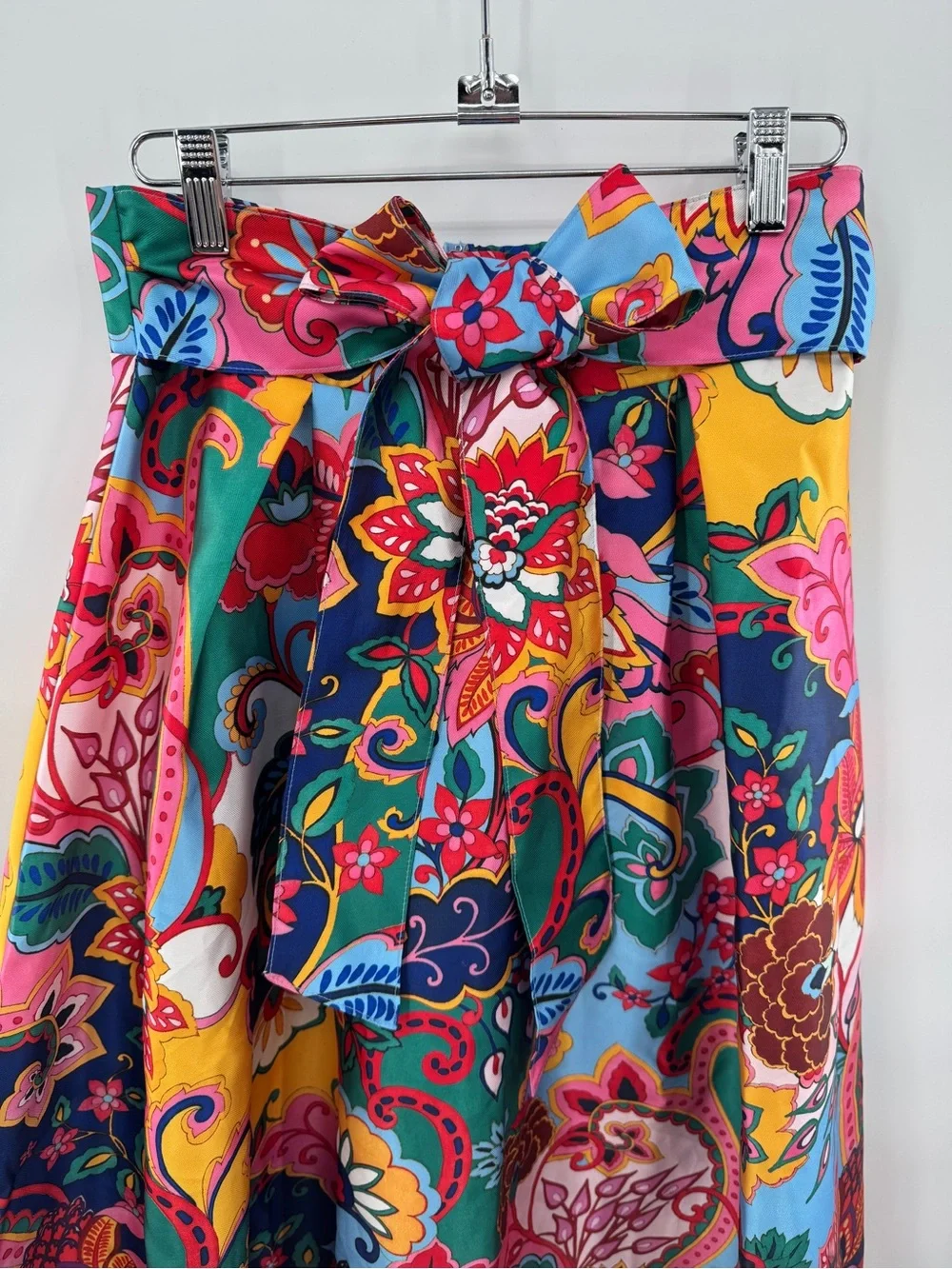 Boho Maximalist Paisley Floral Midi Skirt Colorful Eclectic Statement Piece